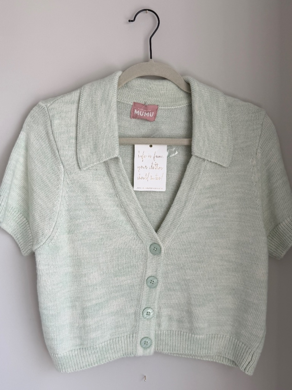 Show Me Your Mumu Short Sleeve Scooter Sweater Knit, Medium, Seafoam Green, NWT